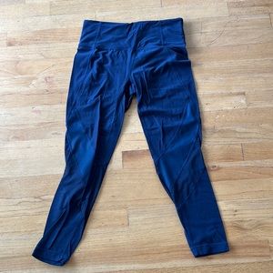 Athleta Salutation Lace Accent Tights in Navy blue